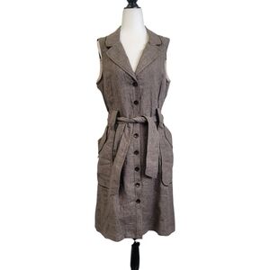 Iris Setlakwe linen Trench midi dress with leather lining on the trim